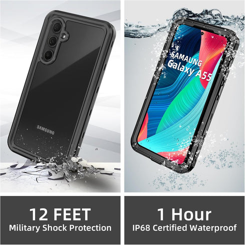 for Samsung Galaxy A55 5G Waterproof Case with Built-in Screen Protector-Rugged Full Body Dustproof Shockproof Drop with Cell Phone Ring Holder fo...