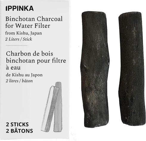 Binchotan Charcoal - Water Purifying Sticks for Great-Tasting Water from Kishu, Japan - Each Stick Filters up to 2 Liters of Water - 2 Sticks...