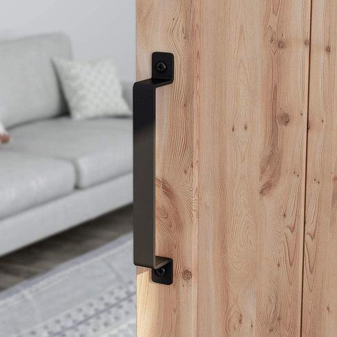 SMARTSTANDARD 12 Inch Barn Door Handle Rustic Black Long Solid Metal Pull Fits Barn Door Gate Garage Shed, Pack of 1...