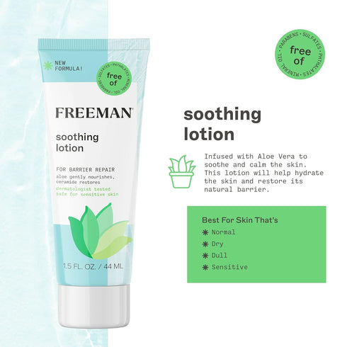 Freeman Aloe Vera Soothing Facial Moisturizer and Lotion, Post-Mask Moisturizer, Ceramides, Hydrates, Nourish & Restore Skin, Safe For Sensitive S...
