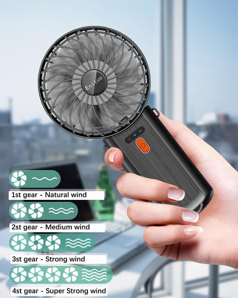 Portable Fan Handheld Fan, Mini Hand Held Fan, 6-15H Cooling Small Personal Fan, 180° Foldable Mini Desk Fan with 4 Quiet Speed, Neck Fan w/Lanyar...