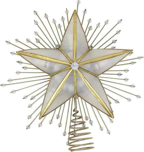 Kurt Adler 10-Light Capiz and Wire Snowflake Christmas Treetop, 10-Inch, Silver...