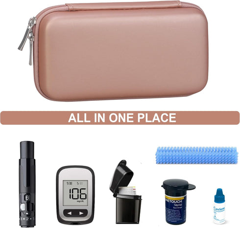 Diabetic Supplies Hard Case Diabetic Supply Organizer Bag Carrying Case for Diabetes Testing Kit Blood Glucose Monitor with Blood Sugar Glucometer...