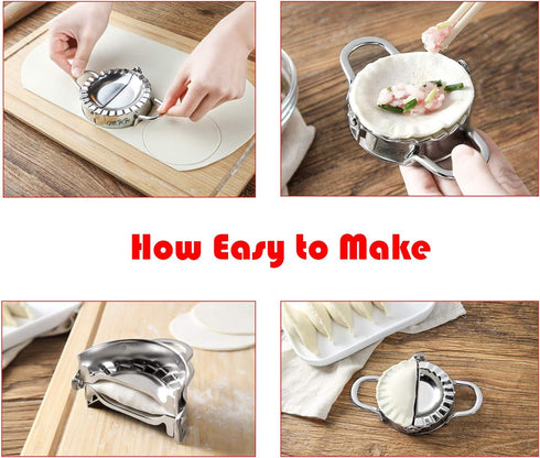 Stainless Steel Dumpling Maker, Pie Gyoza Empanada Press Mold, Ravioli Dumpling Mould Pastry Tools, 1 Set, Small+Big...
