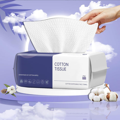 Face Clean Towels, 100 Count Ultra Thick Disposable face towels Facial Wash Cloth for Sensitive Skin, Lint- free Facial Tissue, Skincare and Makeu...