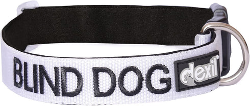Blind Dog White Color Coded Alert Warning S-M L-XL Buckle Dog Collars (S-M Collar 10-17"Lx1"W)...
