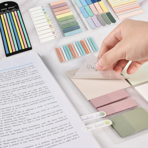 BAYTORY 1610 Sheets Transparent Sticky Notes with Highlighter Tape, Clear Waterproof 3 x 3 inch See Through Memo Pad, Self-Adhesive Translucent Wr...