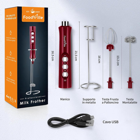 MF02 Rechargeable Milk Frother Handheld Foam Maker with Stainless Whisk for Cappuccino, Latte, Bulletproof Coffee, Keto Diet, Protein Powder, Matc...
