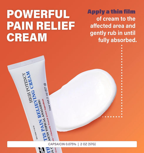 Rugby High Potency Capsaicin 0.075% Cream - Pain Relief Cream for Arthritis - 2 Oz (57g)...