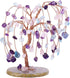 SUNYIK Handmade Amethyst/Rose Quartz/Aquamarine Crystal Money Tree Set on Natural Agate Slice Base, Tree of Life Healing Crystals Chip Stone Bonsa...