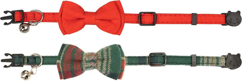 Collar for Cats Pets Breakaway with Bell Bowtie Floral Bow Detachable Adjustable Safety Puppy 2pcs Christmas-A...