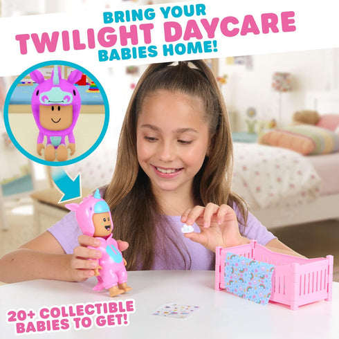 Twilight Daycare Collectible Baby Dolls – Deluxe Unicorn Baby Pack Includes Metaverse Doll, Crib, Blanket, and Extra Toy – Redeem Virtual Items in...