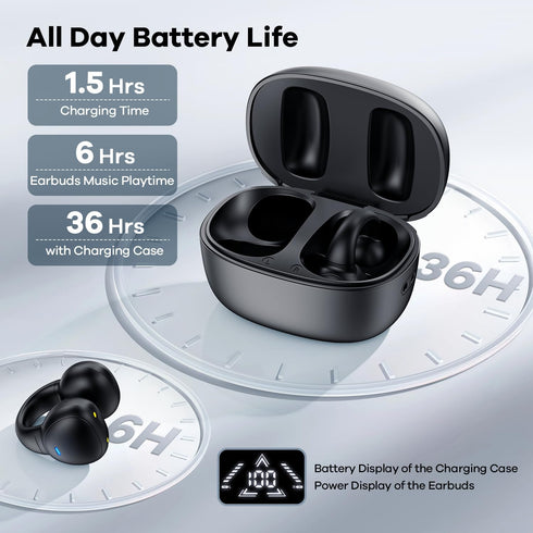 Ear Clip Earbuds True Wireless Bluetooth Headphones, Mini Bone Conduction Earphones Open Ear Headphones for Sport Running Workout Driving Compatib...