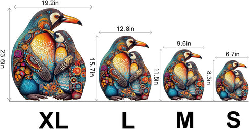 Wooden Puzzles for Adults Kids, (S-100pcs-8.3 * 6.7in) Penguin Family Wooden Jigsaw Puzzles, Unique Shape Animal Wooden Puzzle, Wood Puzzles Adult...