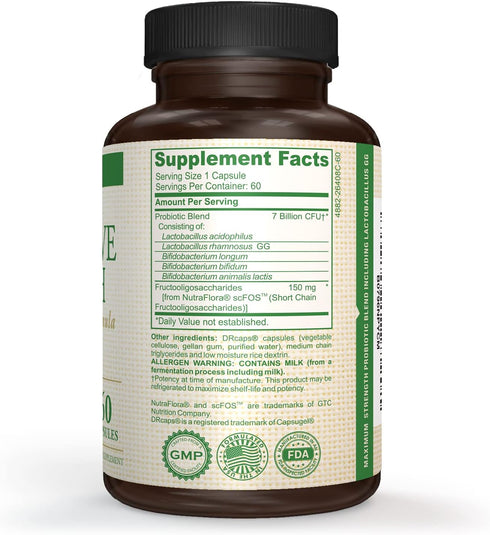 Digestive Health Supplement,Daily Probiotic 7 Billion CFUs per Capsule,5 Essential Strains Including Lactobacillus GG. Supports Intestinal and Imm...