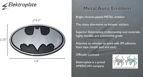 Elektroplate Offically Licensed DC Comics Batman Oval All Metal Emblem for Cars, Trucks, and All Auto | Universal Fit at 3.8" x 2.25" | Weatherpro...