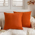 FEVERQIYI 20x20 Velvet Pillow Covers Set of 2 Burnt Orange Decorative Square Throw Pillowcase Soft Solid Cushion Covers for Bedroom Living Room Ou...