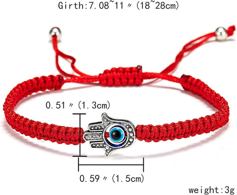 Evil Eye Pendant Bracelet Anklet Red Blue Black Line Hand Turtle Elephant Pendant Adjustable Braided Bracelet Anklet Jewelry for Women and Men...