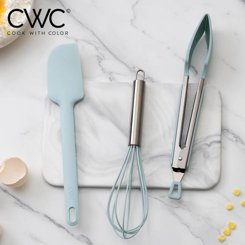 COOK WITH COLOR Silicone Cooking Utensils, 3 Pc Kitchen Utensil Set, Easy to Clean Silicone Kitchen Utensils, Cooking Utensils for Nonstick Cookwa...