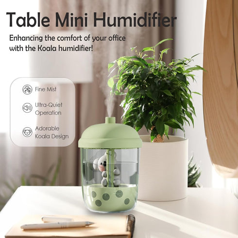 450ml Portable Humidifier, Mini Cool Mist Humidifier with Koala-Theme, USB Personal Humidifier Auto Shut-Off, Ultra-Quiet (Coffee)...