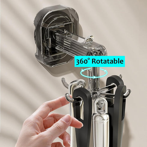 Reusable Utensil Hooks with 6 Hooks; 2 Pack Utensil Rack Self Adhesive & Suction Cup Hook 360° Rotating Under Cabinet Key Hook Kitchen Utensil Hol...