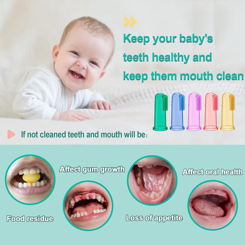 Baby Toothbrush Set, 6 Pcs Soft Infant Finger Toothbrush with 6 Boxes, Newborns Toddler Silicone Baby Tooth Brush 0-6 Months 6-12 Months...