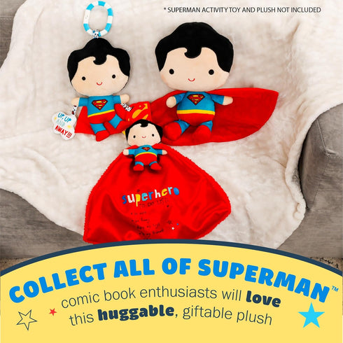 Kids Preferred DC Comics Superman Lovey Security Blanket, Soft Huggable Dark Knight Plush Lovey Toy for Baby and Infant Boys and Girls, Textured B...