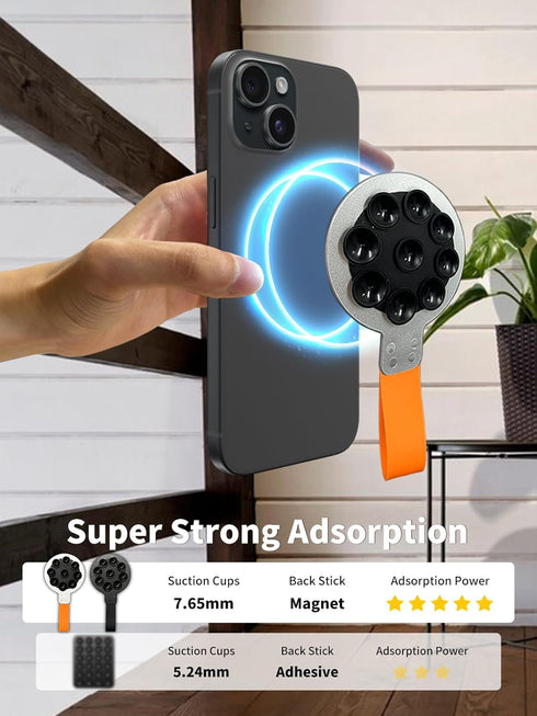 Magnetic Suction Cup Phone Mount, Silicone Suction Phone Case Grip Holder for MagSafe, Hands-Free Mirror Shower Phone Holder Mount for TikTok Crea...