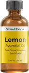 Viva Doria 100% Pure Lemon Essential Oil, Undiluted, Food Grade, Southwest - USA Lemon Oil, 118 mL (4 Fl Oz)...