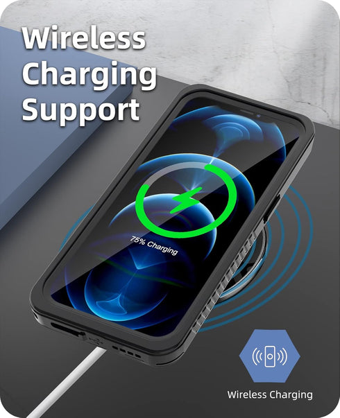 WIFORT for iPhone 12 Pro Max Waterproof Case Built-in Screen Protector Water Resistant Cover Protective Drop Protection Hard, Shockproof Full Body...