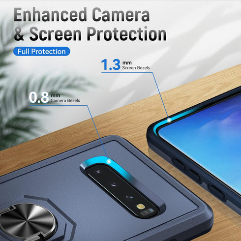 for Samsung Galaxy S10 Plus Case with Kickstand Armor Magnetic Ring Rugged Protective Military Grade Shockproof Case for Galaxy S10+ Plus Phone Ca...