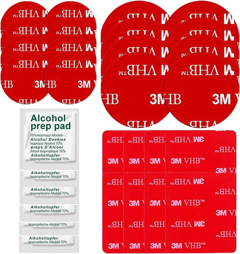Double-Sided Phone Holder Replacement Kit. 3 Sets of 16 Round & 8 Rectangle 3M VHB Adhesive Tapes (1.17", 1.55", 1.77" x 2.56"). Sticker Pads for ...