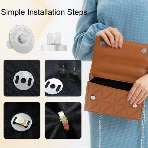 CooBigo 24Sets Magnetic Snaps for Purse Closures 18mm Magnetic Fastener Replacement Kit Magnetic Snaps for Purses and Totes Clothing Bag DIY Craft...