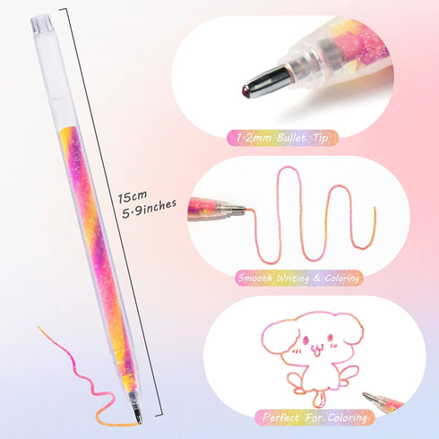 ZSCM 6 Pack Mixing of 3 Colors Magic Glitter Gel Pens Kawaii Color Changing Ballpoint Pen Set for Adult Coloring Books, Doodling Scrapbooking Sket...