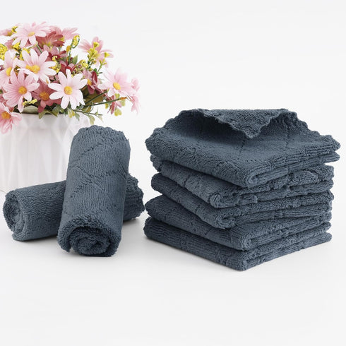 Homaxy 12 Pack Kitchen Dish Cloths (10 x 10 Inches, Dark Grey), Super Soft and Absorbent Coral Velvet Dish Towels, Nonstick Oil Fast Drying Microf...
