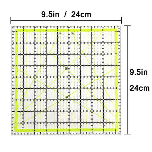UOOU Quilting Ruler (9.5"X9.5"), Square Quilting Rulers Fabric Cutting Ruler Acrylic Quilters Rulers Clear Mark for Easy Precision Cutting and Cra...