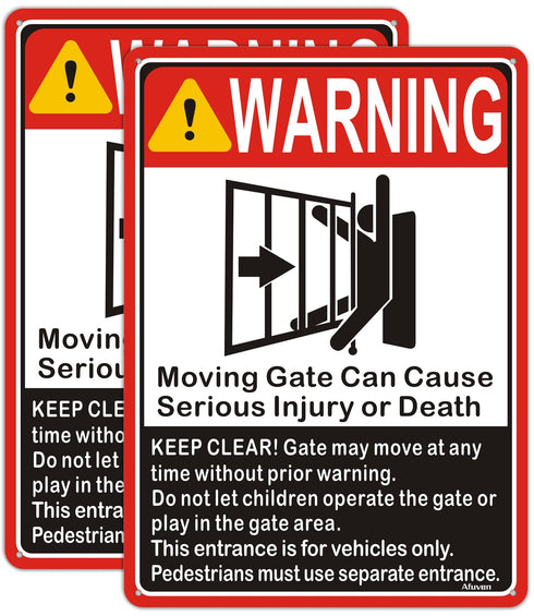Moving Gate Sign Moving Gate Can Cause Serious Injury or Death Sign 10"x 7" Warning Door Safety Keep Clear Sign Metal Reflective Rust Free Aluminu...
