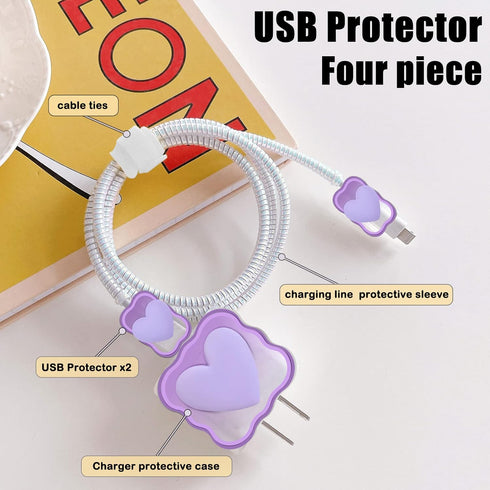 Cute Cable Protector for iPhone Charger with Unique Design 3D Love Heart Wave Data Cable USB Charger Data Line Phone Wire Saver Protector for iPho...