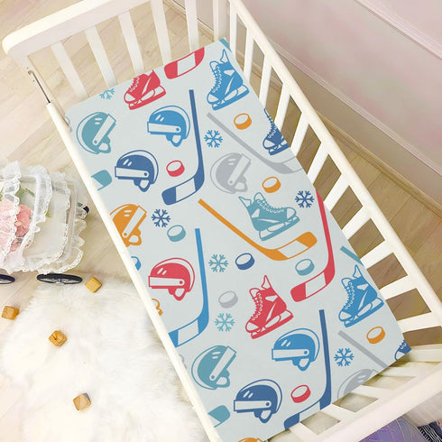 Sports Hockey Fitted Crib Sheet for Boys Girls Baby Crib Sheet Crib Mattress Sheet Mini Crib Sheets Fitted for Infant Baby,52 X 28 in...