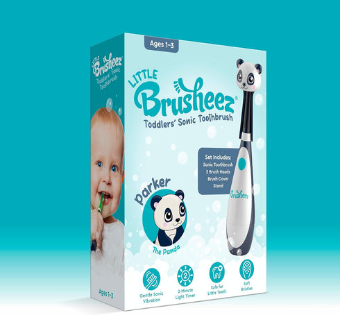 Little Brusheez® Toddlers’ Sonic Toothbrush - Safe & Gentle Toothbrush for Ages 1-3 with Built-In, Light-Up 2-Minute Timer, Extra Brush Head, & St...