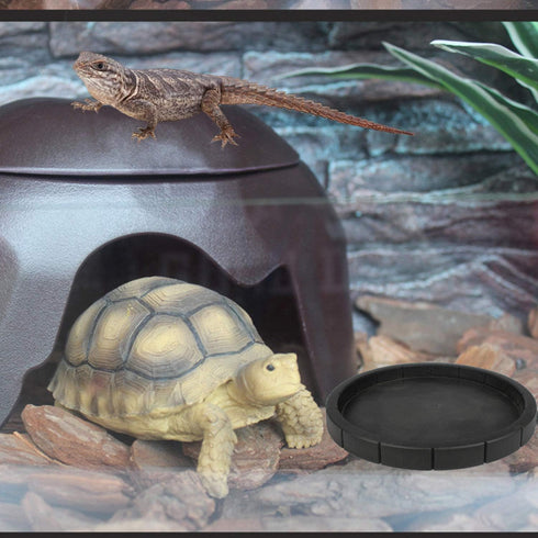 Reptile Feeding Dish Bowl Food and Water Bowl Tortoise Dish Reptile Tank Decor, Dia 6.7 Inches, Round...