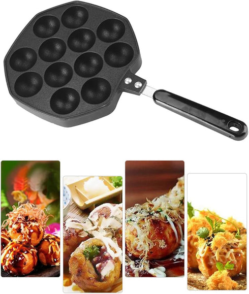 Home 12 Cavity Octopus Grilling Pan, Kitchen Non Stick Pancake Maker, Professional Baking, Suitable for Takoyaki, Round Pancakes, Dessert Cakes...