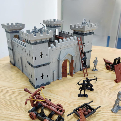 PXRJE Medieval Castle Knights Action Figure Toy Army Playset with Assemble Castle, Catapult and Horse-Drawn Carriage Great for Girls and Boys(A1)...