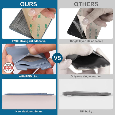 2Pack Phone Card Holder,Leather Phone Wallet Adhesive Stick On Credit Card Pocket for Back of Phone Case iPhone and Android-Blue......