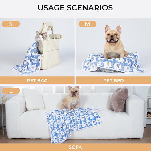 1 Pack 3 Blankets Super Soft Fluffy Premium Cute Elephant Pattern Pet Blanket Flannel Throw for Dog Puppy Cat Blue/Pink/Yellow Small(23x16 inch)...