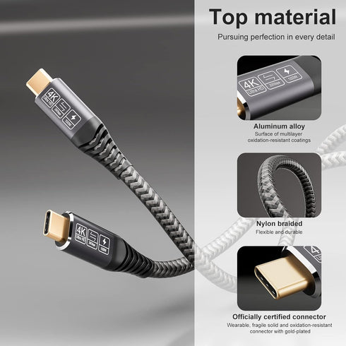 USB C to USB C Cable 10ft, Long USB C 3.2 Gen 2x2 Cable, USB C Monitor Cable 4K, 20Gbps Data Transfer 100W Fast Charging, Compatible with Oculus Q...