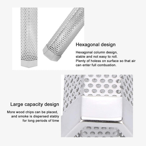 Pellet Smoker Tube, 12.2'' Stainless Steel Bbq Pellet Tube Cold Hot Smoking Portable Smoke Generator for Any Grill Smoker Not Roll on Grill...