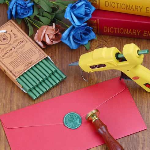 Green Wax Seal Sticks, Wasole 40pcs Glue Gun Pine Green Wax Sealing Sticks Beads Great for Wax Sealing Stamp, Wedding Invitations, Letter Envelope...