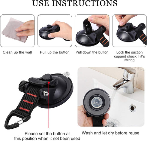 CONBOLA Suction Cups Hooks Heavy Duty Camper Accessories Car Camping Essentials Tie Down 2 Pieces Suction Cup with Securing Hook Strong Power for ...