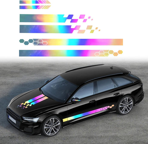 Universal Racing Car Body Side Skirt Hood Rearview Mirror Sticker Vinyl Colorful YQ28 (5 PCS)...